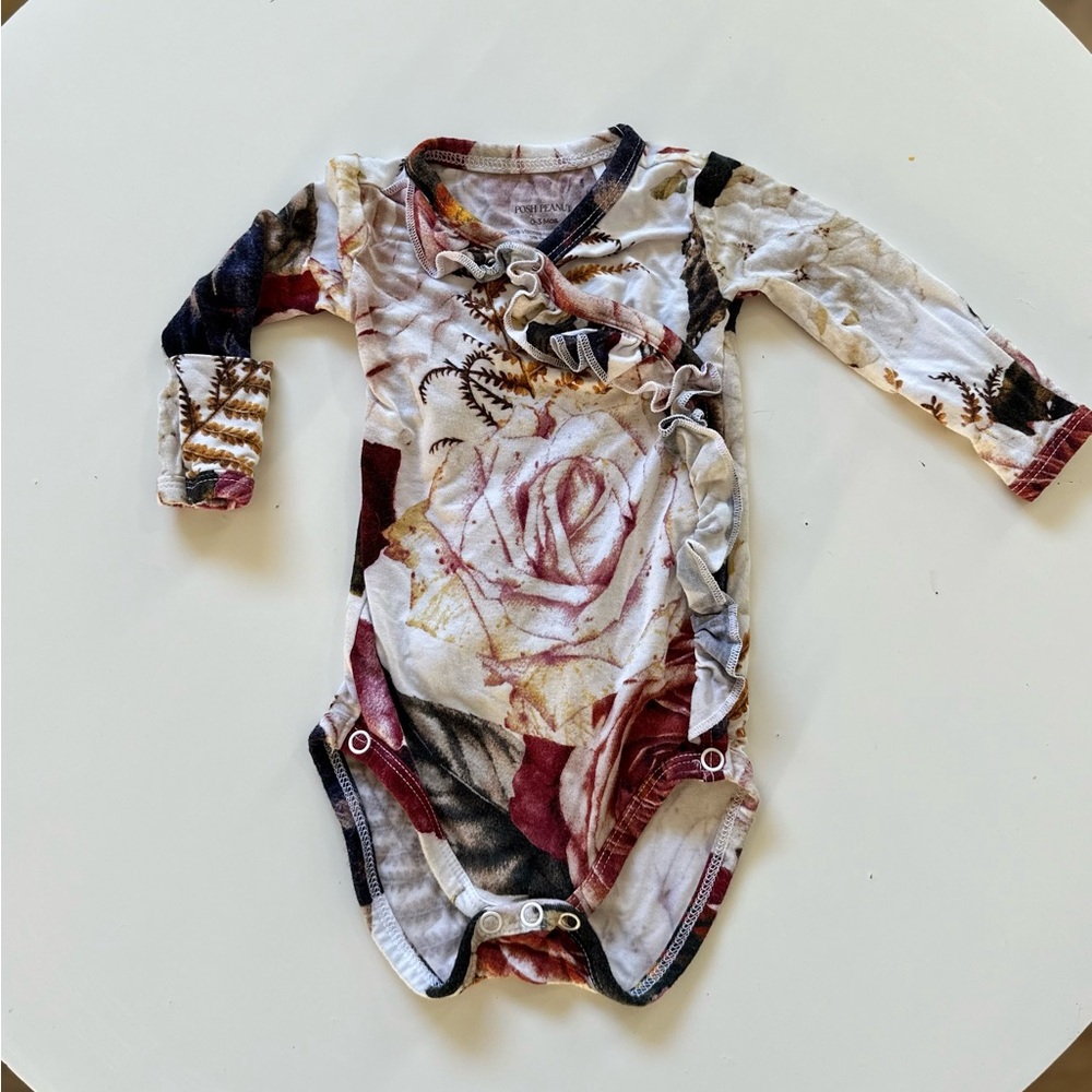 Posh Peanut Rose and Cream Long Sleeve Bodysuit